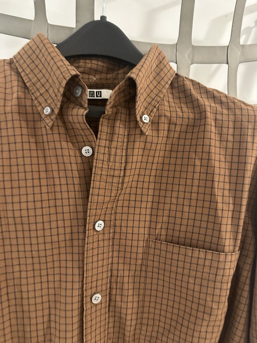 Uniqlo U Mens Brown Grid Pocket Long Sleeve Shirt Size L | eBay