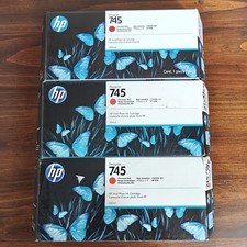 Lot of 3 HP 745 300ml Chromatic Red Ink F9K06A DesignJet Z2600 Z5600 OEM Expired