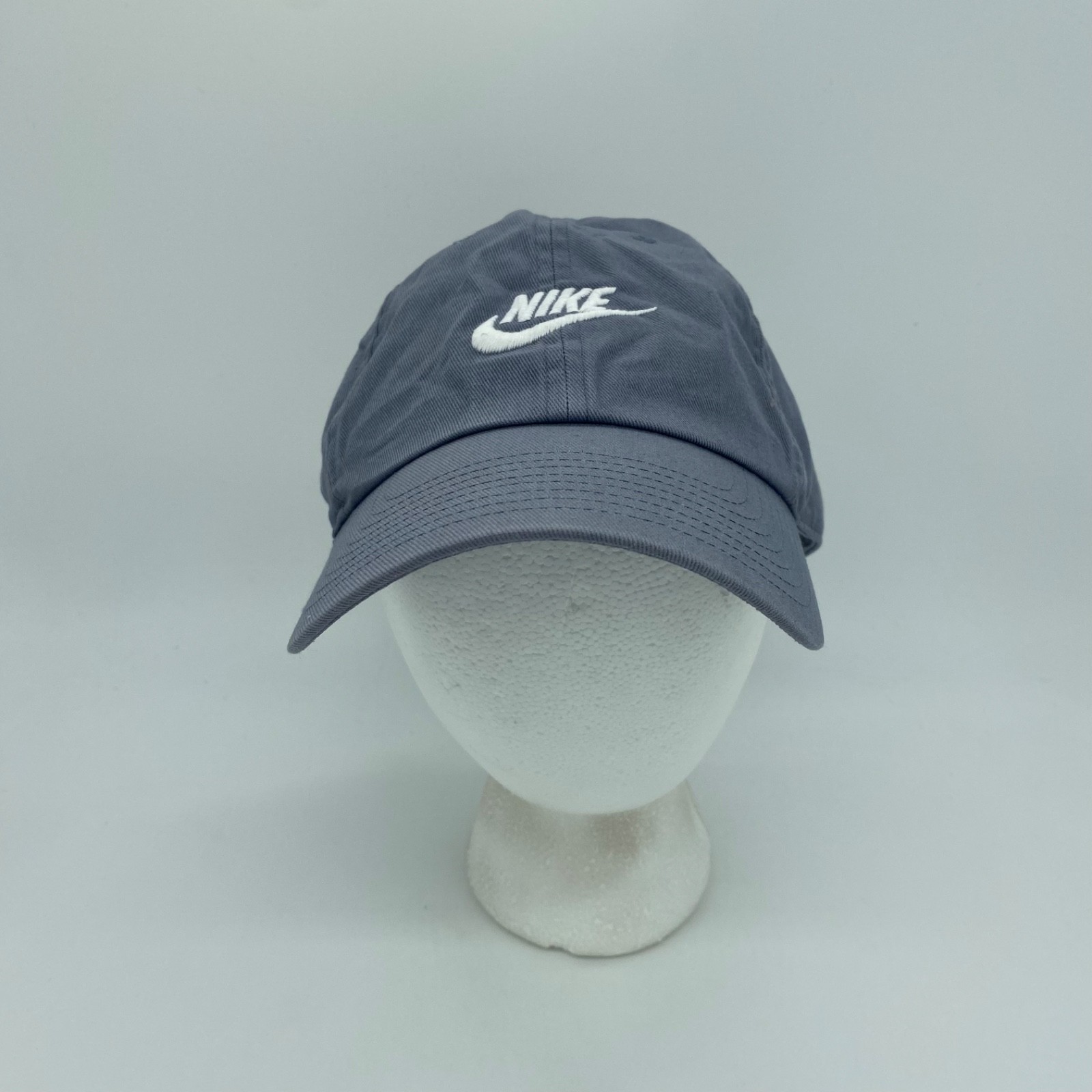 Nike Strapback Hat Cap Lightweight Solid Gray Whi… - image 1