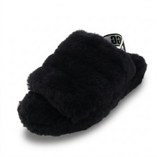 UGG Fluff Yeah Black Women's Size US 6 Sandal Slippers NWOB