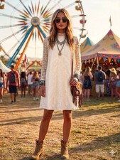 Anthropologie HD in Paris Ivory Lace Mock Neck Mini Dress XS Boho Bridal