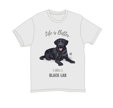 Black Labrador Unisex 100% Cotton T-Shirt - Super Soft & Comfortable, Large