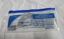 WESTCOTT 14550 Geometry Math Tool Set Plastic Ruler Protractor 2 Triangles