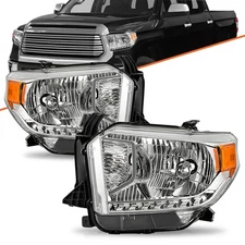 For 2014-2017 Toyota Tundra Headlight Pair Chrome With Level Adjuster 2Pc Set