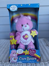 NEW VTG Care Bears 2004 TALKING BABY HUGS BEAR Pink Heart Sealed VHS Play Along