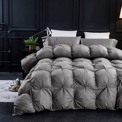 Pinch Pleat Waterfowl Feathers Palatial King:120x98inches Grey Twisted Flower