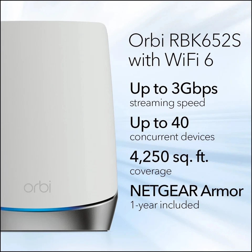 NEW IN BOX - NETGEAR Orbi AX3000 Wi-Fi 6 Tri-Band Mesh System (RBK653-100NAS) - Image 4 of 4