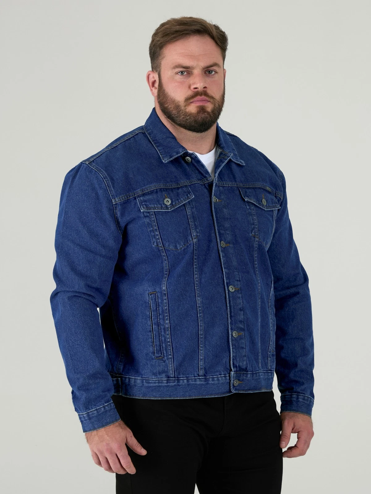 Duke Mens Blue Denim Jacket Stonewash Jean Jacket Trucker S M L XL XXL (130110)