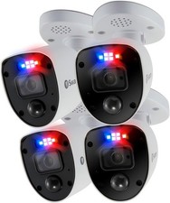 Swann 4K Ultra HD Add-On Security Cameras 4PCS, Red Blue Flashing Lights