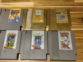 Nintendo NES Game Lot &ndash; Zelda, Metroid, Double Dragon, Punch-Out &ndash; 5 Screw Rare