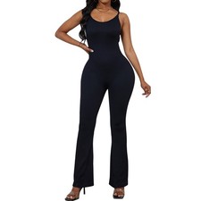 Women's Yoga Jumpsuit Backless Sleeveless Workout Clothes Flared Pants Rompers
