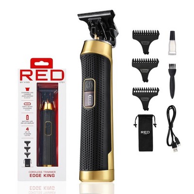 Red by Kiss Edge King Cordless Trimmer, Zero-Gapped DLC Blade for Precision D...