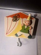 Cuna de payaso pintada a mano de madera vintage base móvil musical giratoria guardería infantil