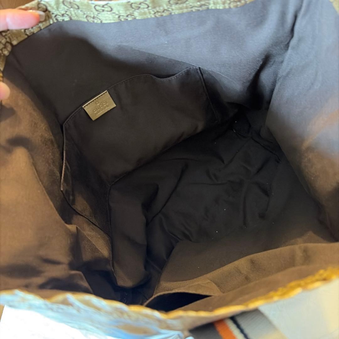 Gucci Gold Tote Bag with Stripe Strap and Dog Bone Tag Authentic VIN thumbnail 5