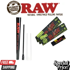 RAW Perfect Cone Maker + 2 Black Organic Classic KS Slim Papers + RAW Tips