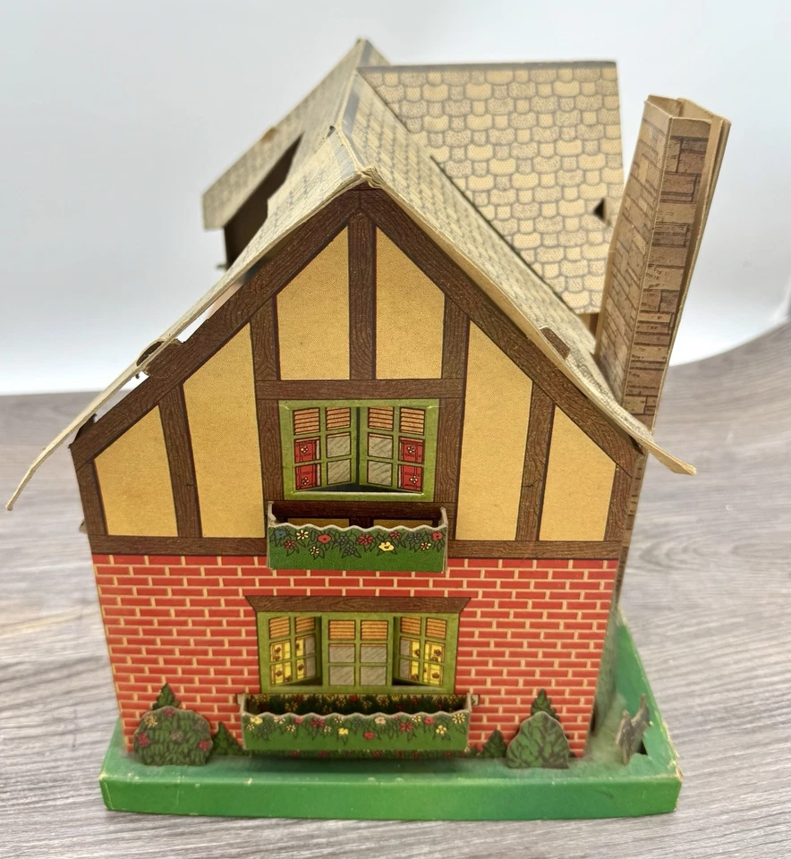 Antigo Brinquedo Rito Construído Tudor Casa de Bonecas Casa de Papel Warren Produto 1940 Segunda Guerra Mundial - Imagem 3 de 4