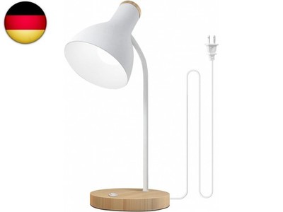 LALISU Tischlampe Basic LED Leselampe im Klassichen Holz-Design,