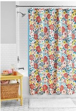 Mainstays 14pc Fabric Shower Curtain Set Floral Print 72 X 72 Easy Care