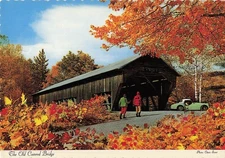 Greetings Postcard Old Covered Bridge in Autumn in Ontario, Canada