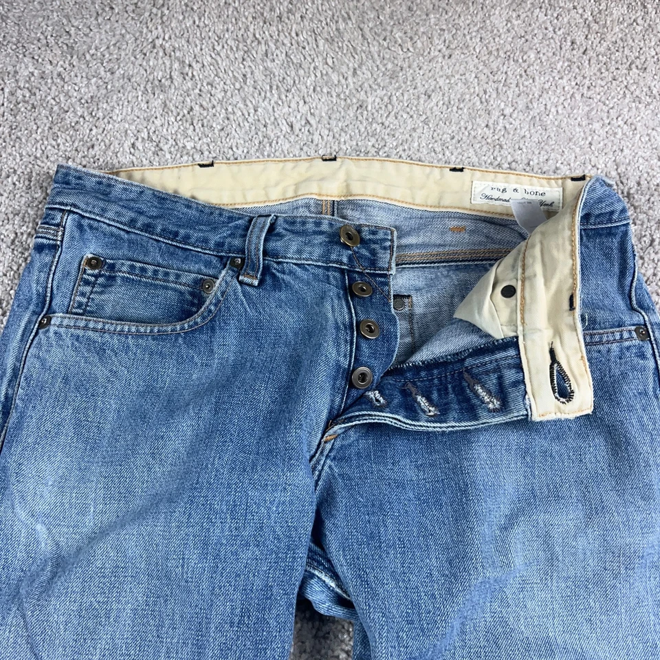 Rag & Bone Jeans Mens 32 Blue Selvedge Light Wash Denim Handamde In USA 32x33 - Image 3 of 4