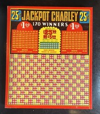 Vintage 25 Cent Jackpot Charley Prize Punch Board Unpunched Trade Stimulator NOS
