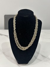 SarahCov Rope Chain Necklace Women Gold Tone Chunky Twist Links Spring Ring Logo