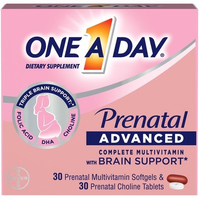 Lot of 3 One A Day Prenatal Advanced Multivitamin w/Brain Support EXP:07/26 & UP