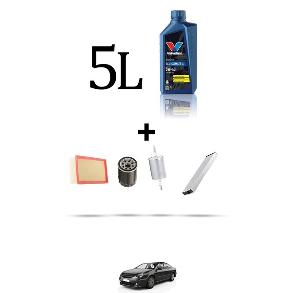 Hoffcar Wartungsset 4 Filter Und 5L ÖL FüR Peugeot 607 2.2 16V 116KW Ab 2000-image