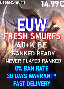 League of Legends LOL Smurf LVL 30 EUW Ranked Ready 40k+BE