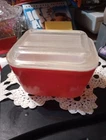 Pyrex Primary Red 501 Refrigerator Dish with Lid Vintage Small Fridgie No Chips
