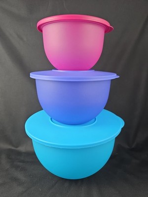 Tupperware Impressions Classic Bowl Set of 3 in 18,10,5 Cups, (4.3,2.5,1.3L) New