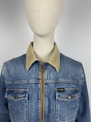 Women's Vintage Wrangler Denim Jacket Corduroy Collar Zip-Up