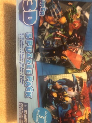 Marvel Heroes Super 3D 5 Puzzle Pack Cardinal #25505 NIB 2012! - Picture 3 of 3