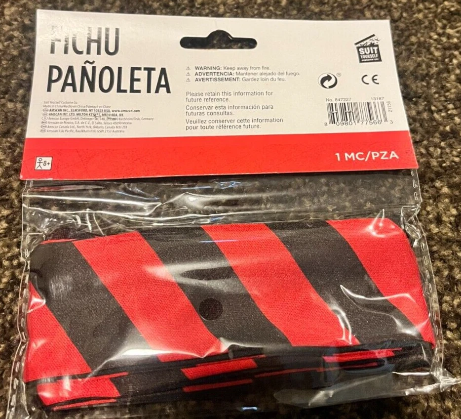 Pañuelo Pirata Negro Rojo Adulto Nuevo Disfraz Halloween Talla Única Foto 4 de 4