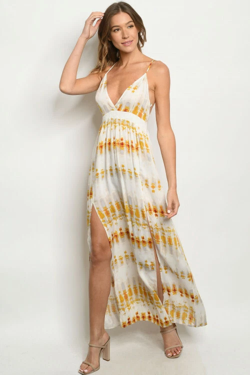 Yellow tie dye maxi dress sales