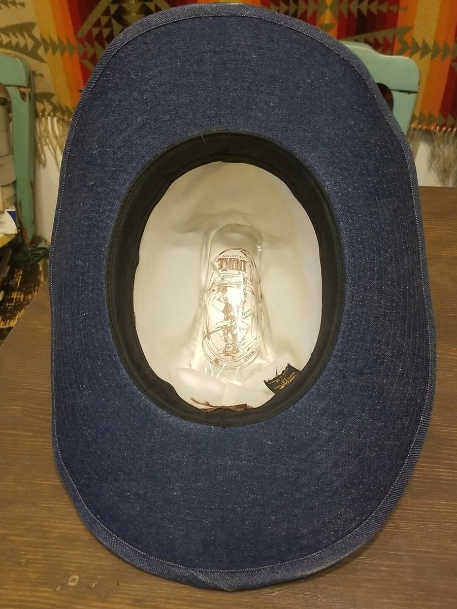 Chapeau western cowboy vintage années 70 YA Youngan bleu jean denim