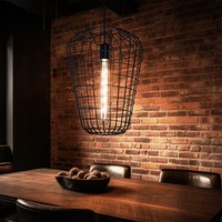 Pendellampe HäNgeleuchte Esszimmerlampe Retro Gitter KüChenlampe Schwarz H 120Cm