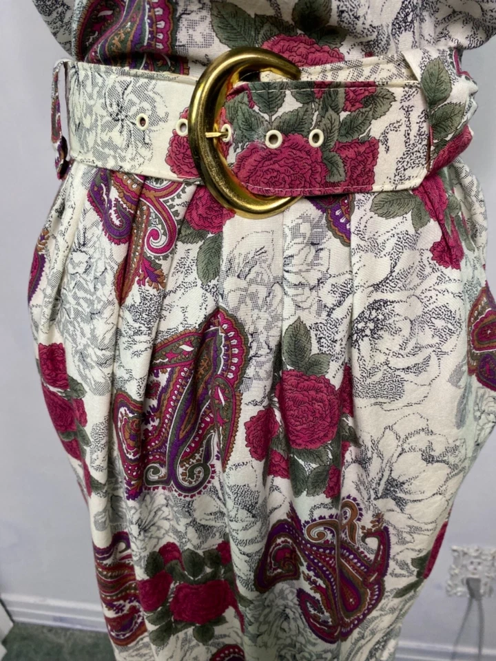 复古 60 年代 Wiggle 连衣裙,带自织物腰带,尺寸 7/8 cottagecore — 第 3/4 张图片