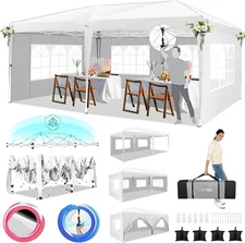 COBIZI 10x20 Pop Up Canopy Waterproof Outdoor Patio Events Gazebo w/ 6 Sidewalls