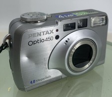 Pentax Optio 450 Digital Camera. 4.0MP, 5 x Zoom SILVER NO CARD TESTED - 431