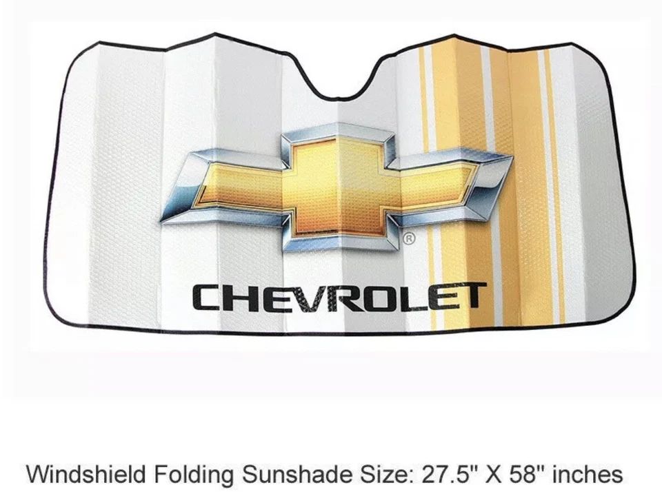Pajarita Chevy Rayas Coche Camión Parabrisas Delantero Acordeón Plegable Parasol Foto 2 de 3