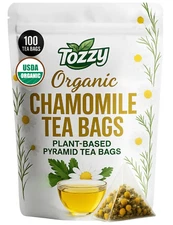 Organic Chamomile Tea Bags - 100 Count (Plant-Based Pyramid Tea Bags)