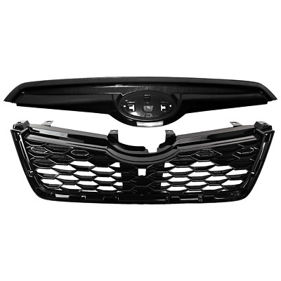 For 2019-2021 Subaru Forester Front Upper Gloss Black honeycomb Grille Grill