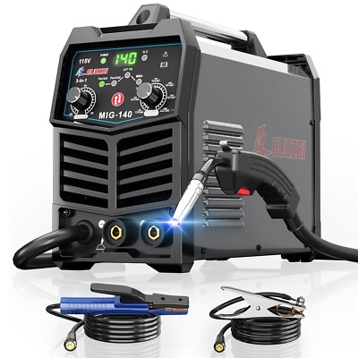GZ GUOZHI  110V  140A MIG Welder 3 in 1 Machine Flux Core, MMA&TIG, SYN Control