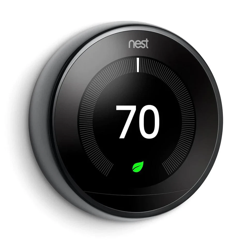 Google Nest 3rd Generation Learning WiFi Thermostat w/Alexa Mirror Black T3018US - Image 3 of 4
