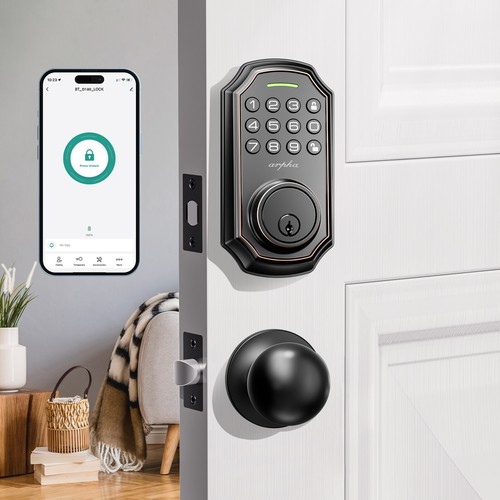 ARPHA Cerradura de puerta inteligente sin llave con manija Bluetooth App Control Teclado cerrojo - Imagen 2 de 11