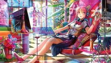 Anime girls headphones colorful fuji choko legs monitor Playmat Game Mat Desk