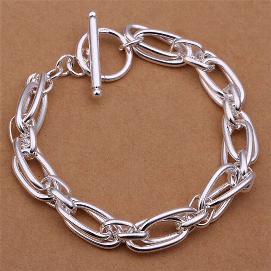 Seaxwolf Jewelry Designs  Sterling Silver Bold Double Link Chain Bracelet