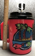 Betras USA Vtg 52 oz Giant Travel Drink Mug w/ Straw Summer Fun Hot Pink Retro