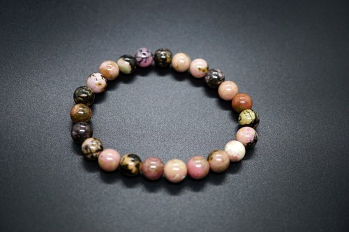 Pulsera redonda de rodonita 12 mm 10 mm 8 mm 6 mm grado AAA curación de gemas naurales para ella - Imagen 6 de 15
